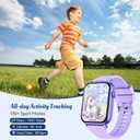 Smart Watch for Kids, 12 Puzzle Games HD Touch Screen Watches, Step Counter, Heart Rate/Sleep Monitor, Flashlight, Music Player,12/24 hr Educational Toys Birthday Gifts for Girls Ages 6-12 (Purple)
