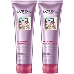 L'Oreal Paris Moisture Sulfate Free Shampoo and Conditioner Set, Hair Care for ColorTreated Hair with Rosemary Botanicals, EverPure, 1 Kit
