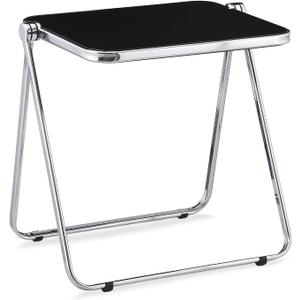 KAIHAOWIN Folding TV Tray Table Acrylic Foldable Table No Assembly Required Tiny Desk for Home Office Side Table Small Computer Desk for Small Spaces (Black), 19.7" x 28.3" x 27.6"