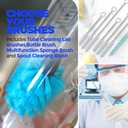 Holikme Bottle Brush Tube Cleaning Lab Set with Long Handle, Cup Cleaner for Washing Narrow Neck Beer Wine Decanter Pipes Lids Sinks Cap Covers, White