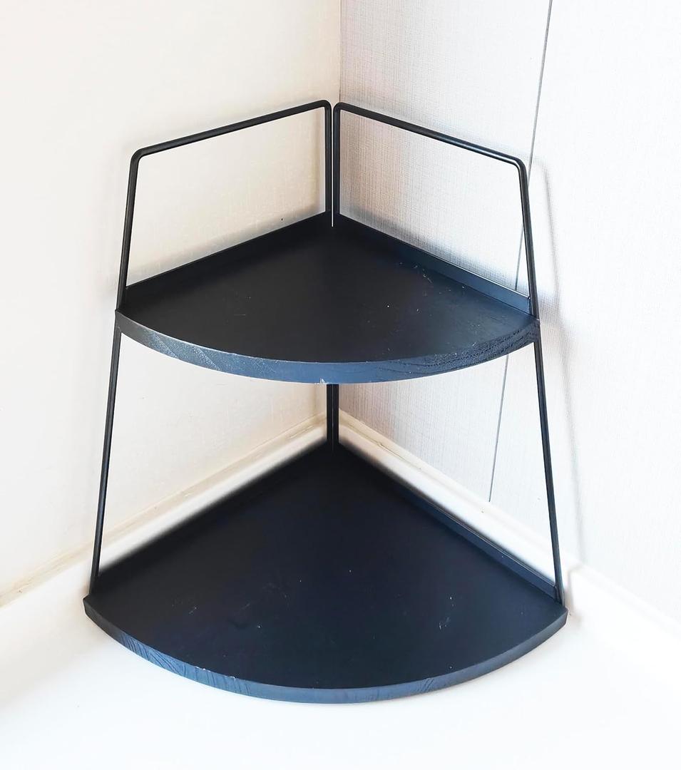 2 Tier Bathroom Counter Organizer, Standing Rack Cosmetic Holder, Wood Vanity Organizer Tray for Bedroom (Black) (Black)
