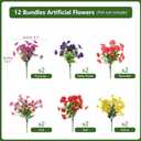 INQCMY Artificial Fake Petunias Flowers for Outdoors Spring Summer Decoration, 12 Bundles Faux Plants Outdoor UV Resistant Realistic Silk Flower for Outside Planters Patio Porch Yard Window Box