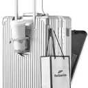 feilario Aluminum Frame PC Hard Shell Spinner Wheels Luggage,20.8"X15"X8.7 Airline Approved Built-In TSA lock Carry on Suitcase, with Cup Holder, USB Port, Phone Holder