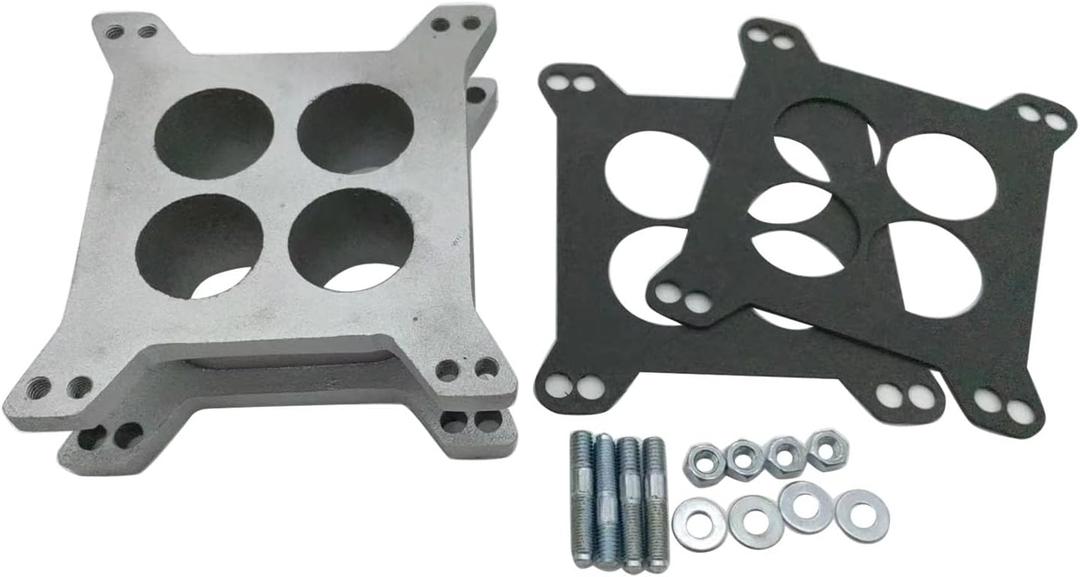 1 Set SHLPDFM Phenolic Spacer 2" Ported Aluminum Carburetor Spacer Fits Edelbrock Holley Chevy Ford 4bbl SBC BBC Chevy V8