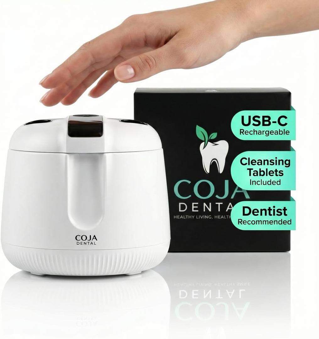 Cleansing Pod PRO + UV | Rechargeable Ultrasonic Retainer Cleaner Machine | 48kHz Ultrasonic Dental Pod for Mouthguard, Dentures & Aligners | 3 Cleaning Modes | Tablets Included (Arctic White)