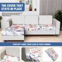 Gdmhy Couch Covers for Sectional L Shaped Sofa Cover with 2 Seat Cushion Cover-Print L-Shape Sofa Slipcovers,Washable 2 Seat l Shaped Couch Cover,Elastic Furniture Protector for Pets,Kid,Living Room (Spot Pattern+white)