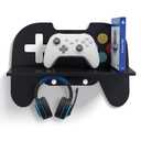 Game Room Decor Gaming Floating Shelf, Controller Wall Shelf with Hooks