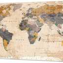 JLXART Large World Map Poster for Wall Art Canvas Prints Photos Nautical Map Wall Art of The World Map Wall Decor for Office Living Room Bedroom Travel Memory Home Decor