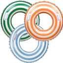 2 PCS Striped Pool Floats for Adults Swimming Rings Tube with Handles -Inflatable Pool Float Tube for Adults Pool Floats for The Beach, Party, Vacation (Large, Multicolor)