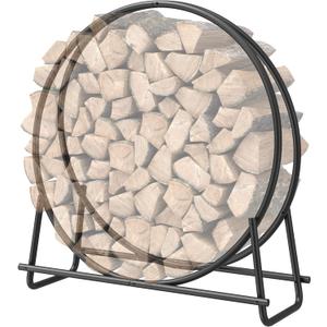 Mr IRONSTONE 41 inch Firewood Rack, Firewood Log Hoop for Indoor Fireplace Wood Storage Ring, Round Tubular Steel for Patio Deck Metal Log Holder Outdoor Fireplace Pit Patio Deck Porch Lumber Stacker