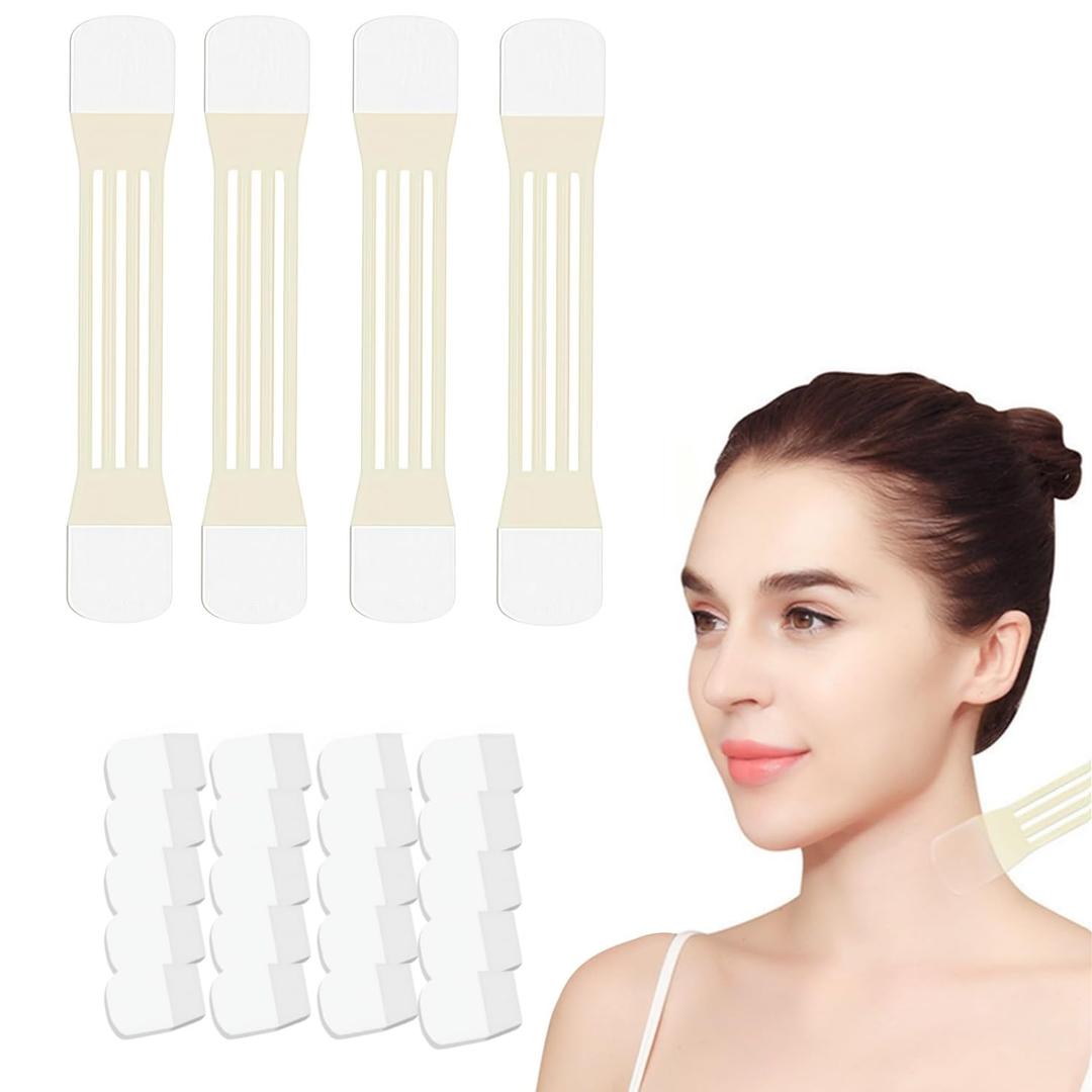 FHH Neck Tape Lifting Invisible, 20 PCS Neck Lift Tapes for Women, Suitable for Neck, Face adn Jaw, Durable & Waterproof(4pcs Bands, 20pcs Patches)