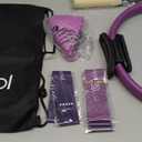 LIONSCOOL Pilates Ring Set – 14" Anti-Deformation Magic Circle with Padded Handles, Mini Ball, Resistance Bands, Guide & Bag, Purple Color