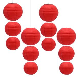 EATAKWARD 12 PCS Paper Lanterns Party Decorations, DIY Decorative Round Chinese Paper Lanterns Hanging Paper Lanterns Red Paper Lanterns, 8'' 10'' 12'' Each 4
