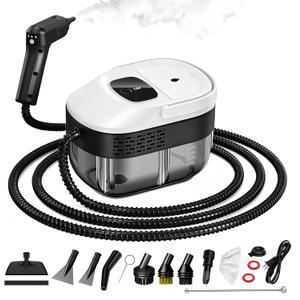 Pressurized Handheld Steam Cleaner 2500W, 54oz Large-Capacity Steamer with 3-Level Adjustable Steam, 15s Heat-Up & 15Pcs Accessories  for Car, Tile, Grout, Couch, Floor, Bed, Dirt, Furniture (White)
