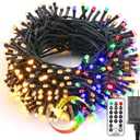 Brizled Christmas Tree Lights, 115ft 300 LED Color Changing Christmas Lights with Remote, 11 Modes Warm White & Multicolor Light String Connectable 24V Xmas Light Green Wire for Xmas Home