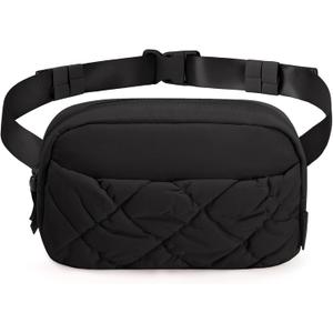 BAGSMART Puffy Fanny Packs for Women Crossbody Belt Bag with Adjustable Strap, Quilted Waist Pack Purse for Traveling Shopping Workout