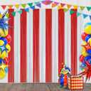 Red and White Foil Fringe Curtain Backdrop, 2 Pack Carnival Circus Party Decorations Metallic Tinsel Photo Booth Streamers for Carnival Birthday, Event Decor