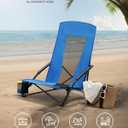SONGMICS Set of 2 Portable Beach Chairs for Adults, Max. Load 330 lb Each, High Backrest, Cup Holder, Lightweight, Heavy-Duty, Blue UGCB067Q02V1, 21.7"D x 26"W x 30.7"H