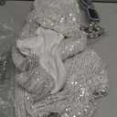 Minkasic Gold 70s Disco Costume: Women's Sequin Backless Halter Neck Jumpsuit with Disco Ball Accessories L