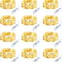 Minetom 12 Pack Fairy Lights Battery Operated String Lights, 8 Modes & Timer, 7ft 20LED Waterproof Silver Wire Twinkle Lights, Firefly Starry Moon Lights for Mason Jars DIY Christmas Wedding Party (Warm White)