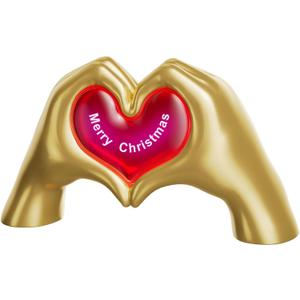 Gold Room Decor Heart Hand Sculpture,RGB Light,Bedroom Kitchen Table Bookshelf Decor, Anniversary Birthday Valentine Thanksgiving Christmas Gifts for Girl Girlfriend Women Mom (Merry Christmas)