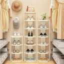 Kitstorack Vertical Shoe Rack: 5 Tiers Stackable Shoe Rack for Closet DIY Free Standing Shoe Organizer Small Shoe Shelf for Small Spaces and Narrow Spaces Plastic, White