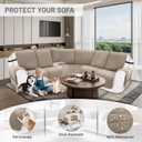 Reclining Sectional Couch Covers 100% Waterproof Velvet L Shape Recliner Sofa Cover for Dogs Pets Washable Anti Slip Recliner Slipcovers with Pockets (5 Seat Sofa with 1 Console, Khaki)