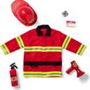 Melissa & Doug Fire Chief Role Play Costume Dress-Up Set (Red)