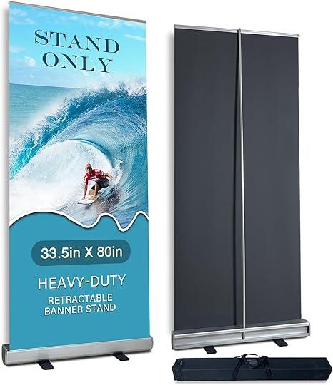 Heavy-Duty Retractable Banner Stand 33.5"x80" 1 UNIT with Padded Canvas Carry Bag (Stand ONLY) for Business and Trade Shows Advertising and Promotion