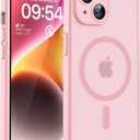 TOCOL Magnetic for iPhone 14 Case, Upgraded Full Camera Protection, Compatible with Magsafe, 15FT Drop Protection, Translucent Matte Back Bumper Phone Cover 6.1-Inch (Light Pink)