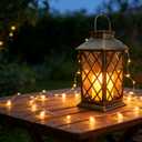 Solar Garden Lanterns Hanging Outdoor Lantern Waterproof LED Flickering Flameless Candle Mission Lights for Table,Outdoor，Mothers Day Gifts Mom Wife (2pack)