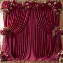 16x10FT Burgundy Backdrop Curtains for Wedding Parties, Wrinkle Free Polyester Photography Backdrop Drapes for Wedding Baby Shower Birthday Parties Stage Background Stand Decorations 4x10ft,4 Panels