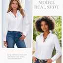 siliteelon Button Down Shirts for Women Wrinkle Resistance Dress Shirts for Women Long Sleeve Work Formal Office Blouses Tops (4X-Large, White)