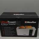 Mueller UltraToast Full Stainless Steel Toaster 4 Slice, Long Extra-Wide Slots for Bagels and Waffles, 6 Browning Levels, LED Display, Cancel/Defrost/Reheat Functions & Removable Tray, Kitchen Gadgets