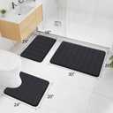 Buganda Memory Foam Bath Mat, 30" x 20", Ultra Soft and Non-Slip Bathroom Rugs, Water Absorbent and Machine Washable Bath Rug for Bathroom, Shower, and Tub, Black