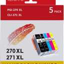 PGI-270XL/CLI-271XL Ink Cartridges Compatible for Canon 270 271 Ink Cartridges Combo Pack Use for PIXMA MG7720 TS6020 MG6822 MG5722 MG6820 MG5720 Printers (5- Pack)