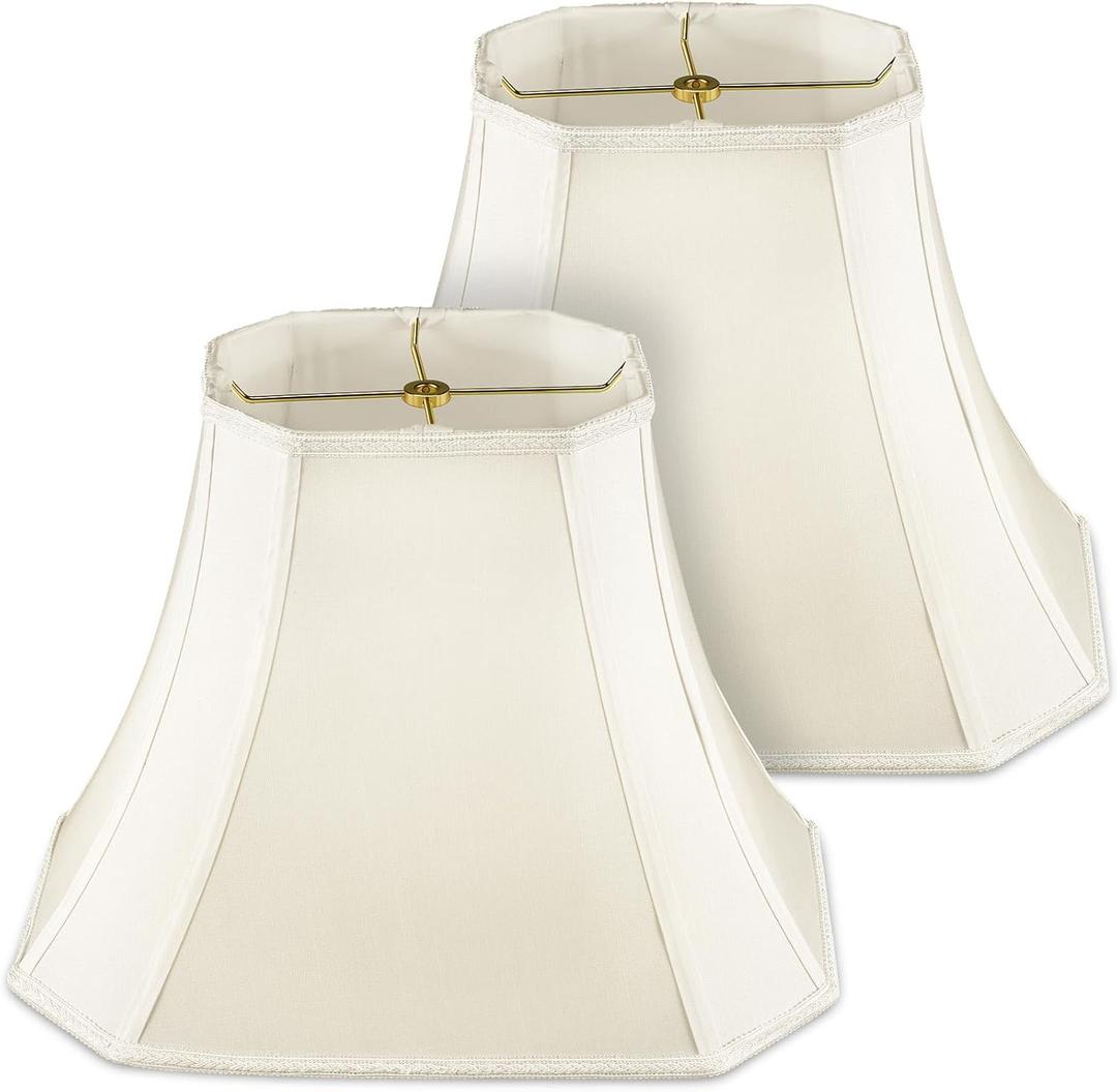 Glooglitter Set of 2 Bell Lamp Shade 6.25" x 8" Top 11" x 16" Bottom 12" High (Spider) Rectangle Cut Square Replacement Vintage Silk Lampshade for Table Floor Living Room Bedroom 6.25" x 8" Top 11" x 16" Bottom 12" High, White, 2