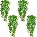 Fake Hanging Plants Vines(4pcs)for Room Decor, Artificial Ivy Greenery Garlands for Home Bedroom Living Aesthetic Kitchen Office Wall Patio Bookshelf,Indoor,Outdoor Farmhouse Decorations(No Basket)