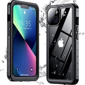 for iPhone 13 Case,[IP68 Waterproof][Built-in Screen & Lens Protector ][Military Grade Shockproof] Full Body Heavy Duty Protection Durable Phone Cover, Black