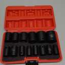 CASOMAN 14 Pieces 1/2-Inch Drive Shallow Impact Socket Set, Metric, 6-Point, 11mm to 32mm
