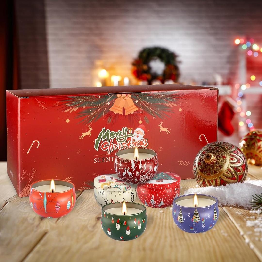 WPONSZU 24 Pack Christmas Scented Candles Gift Set for Woman, Jar Candle, 2.5 oz Soy Wax Tin Candle-Ideal Gift for Travel Home Dcor (Multi-Color1)