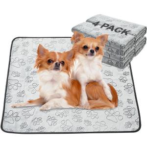 Qeils Reusable Puppy Pads, 4 Pack Washable Pee Pads for Dogs, Non Slip Wee Wee pad, Absorbent and Leakproof Training Mats for Potty, Crate, Playpen, Bed, Sofa, 30"x 34"