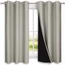 NICETOWN Natural 100% Blackout Lined Curtains, 2 Thick Layers Completely Blackout Window Treatment Panels Thermal Insulated Drapes for Kitchen (1 Pair, 42" Width x 63" Length Each Panel)