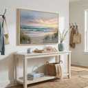 Framed Coastal Beach Sunset Landscape Wall Art for Living Room, 24x36 In