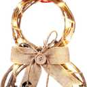 Christmas Lighted Wreath Decoration Snowman Large Christmas Grapevine Wreath with Hat and Bow Xmas Wall Hanging Ornament for Xmas Front Door Home Wall Decor, Battery Operated (16 x 8 Inch)