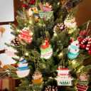 Namalu 24 Pcs Vintage Christmas Hanging Ornament Bowl Shaped Vintage Christmas Ornament Acrylic Hanging Tree Decorations for Party Supplies, 12 Styles