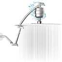 Filtered Shower Head with Adjustable Extension Arm, Rain High Pressure Showerhead with 20-Stage Shower Filter for Removing Chlorine and Harmful Substances (10 Inch, Chrome Finish)