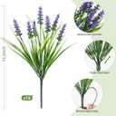 16 Bundles Artificial Plants Outdoor, UV Resistant Fake Lavender & Monkey Grass, Realistic Plastic Faux Plants for Balcony, Patio, Porch Greenery Decor, Planter Filler(Purple)