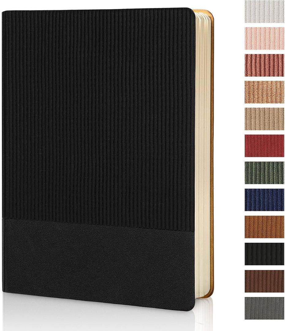 Lined Journal Notebook for Work College Ruled Note Book 5.79"x8.27" A5 PU Leather Daily Journaling 216 Pages for Women Men Writing Home School Supplies Business (Black) (07-Black-1pack)