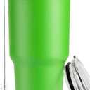 DS 30 oz Green Tumbler Stainless Steel Double Wall Vacuum Insulated Mug with Straw and Lid, Cleaning Brush for Cold and Hot Beverages